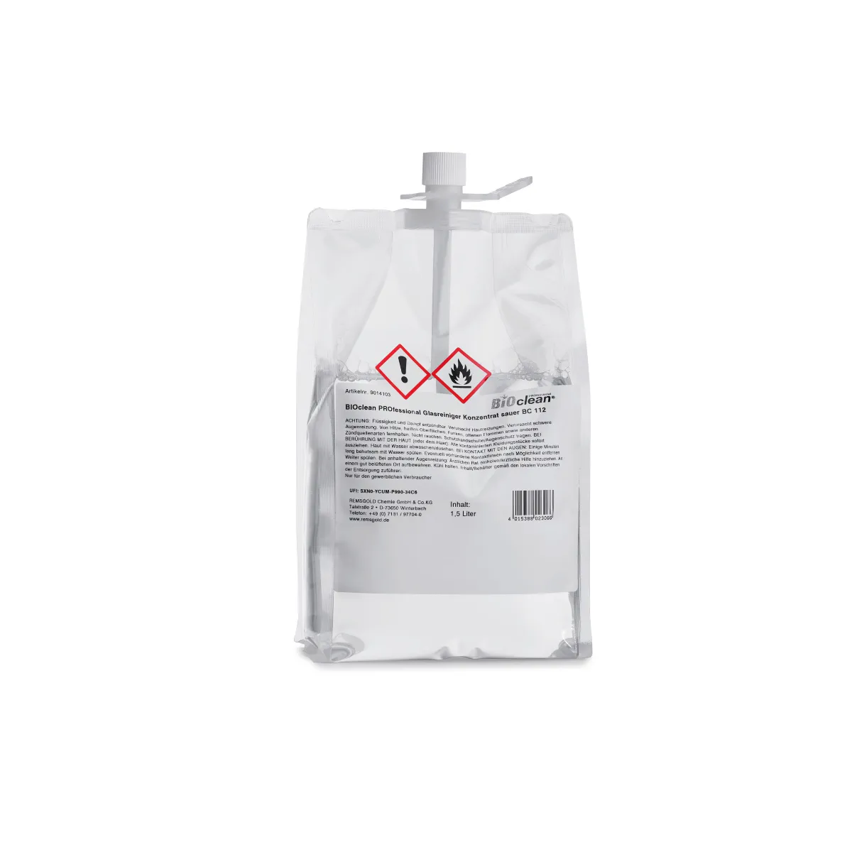 BIOclean Professional Glasreiniger Konzentrat sauer 1,5 L