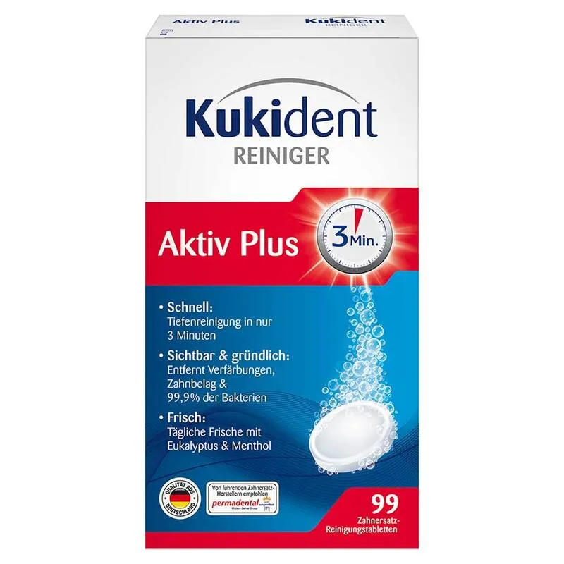 Kukident Aktiv Plus Gebissreinigungstabletten (99 Stück)