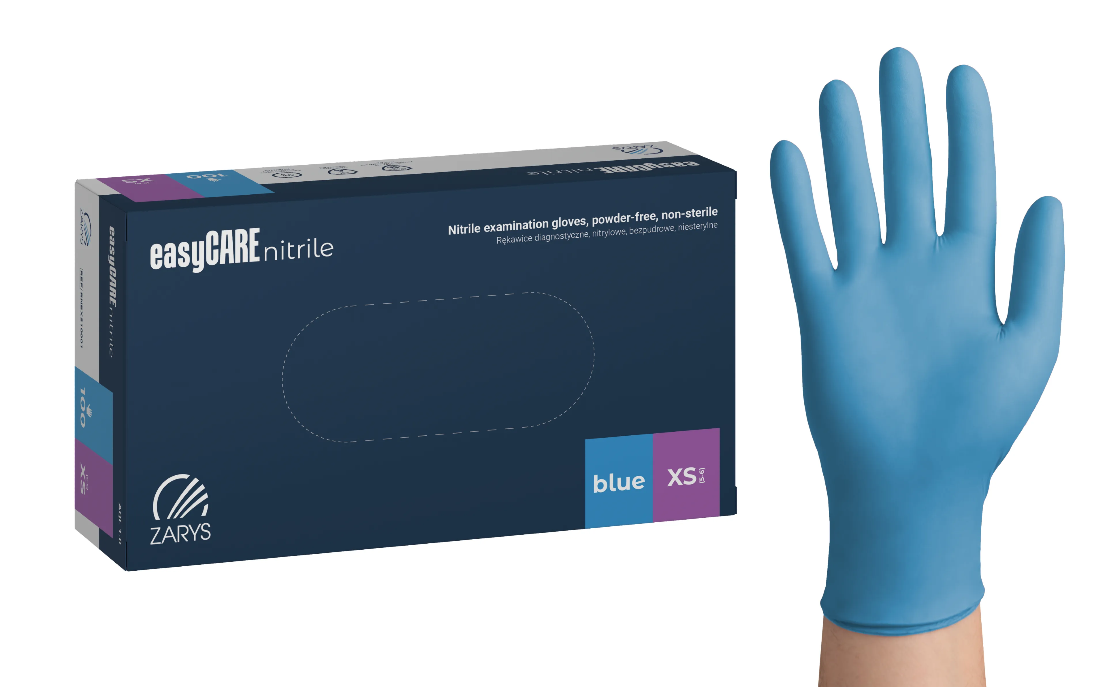easyCARE nitrile exam gloves, powder-free, blau, XS