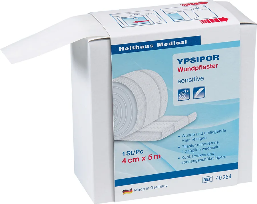 YPSIPOR Wundpflaster 4 cm x 5 m Spenderbox Vlies