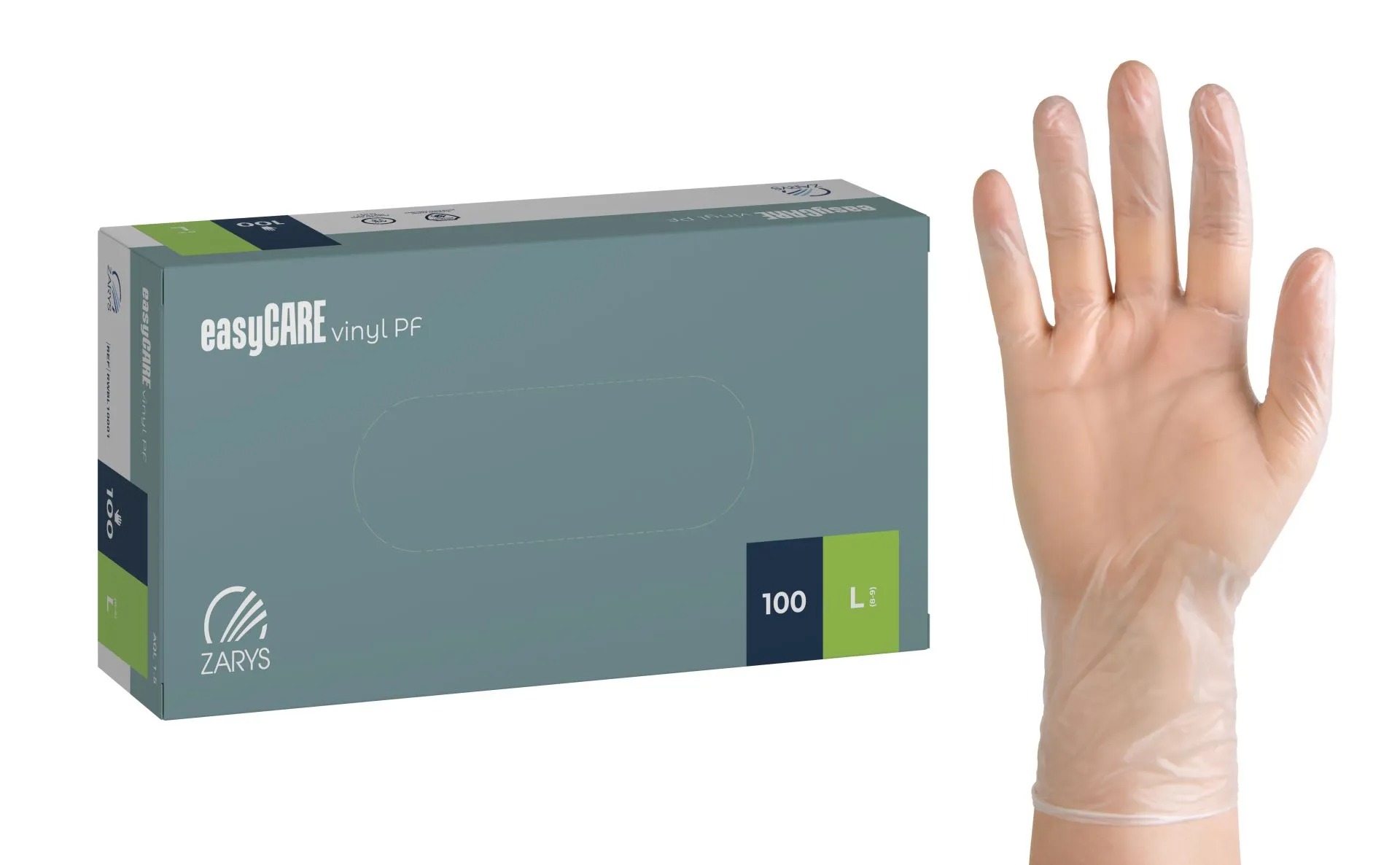 easyCARE vinyl gloves, powder-free, transp. Pack à 100 Gr L