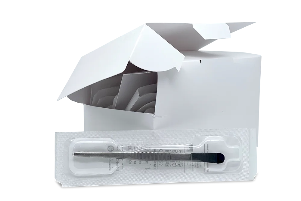 Pinzetten, anatomisch, 14,5 cm mit Makierungsband aus Metall