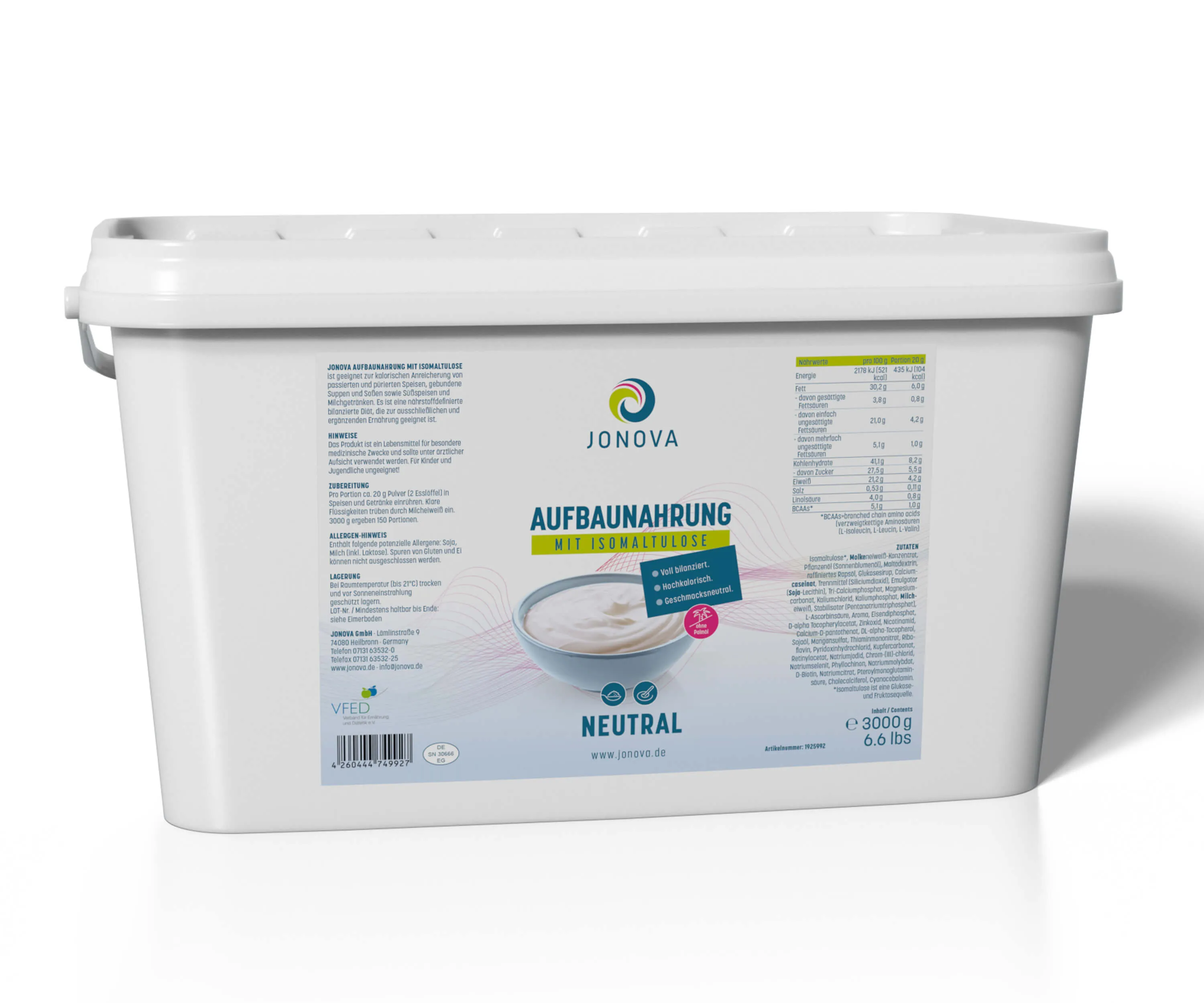 Jo NOVA Instant Aufbaunahrung mit Isomaltulose 3000g