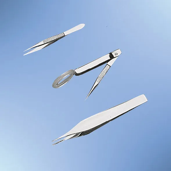 Pinzette 4-fach-Vergr. 8 cm mit Lupe