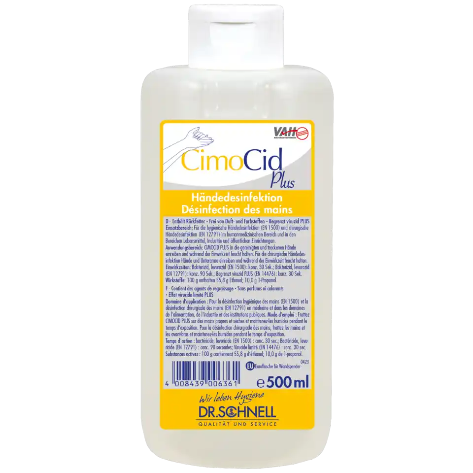 CIMOCID PLUS Alkoholische Händedesinfektion begrenzt viruzid PLUS