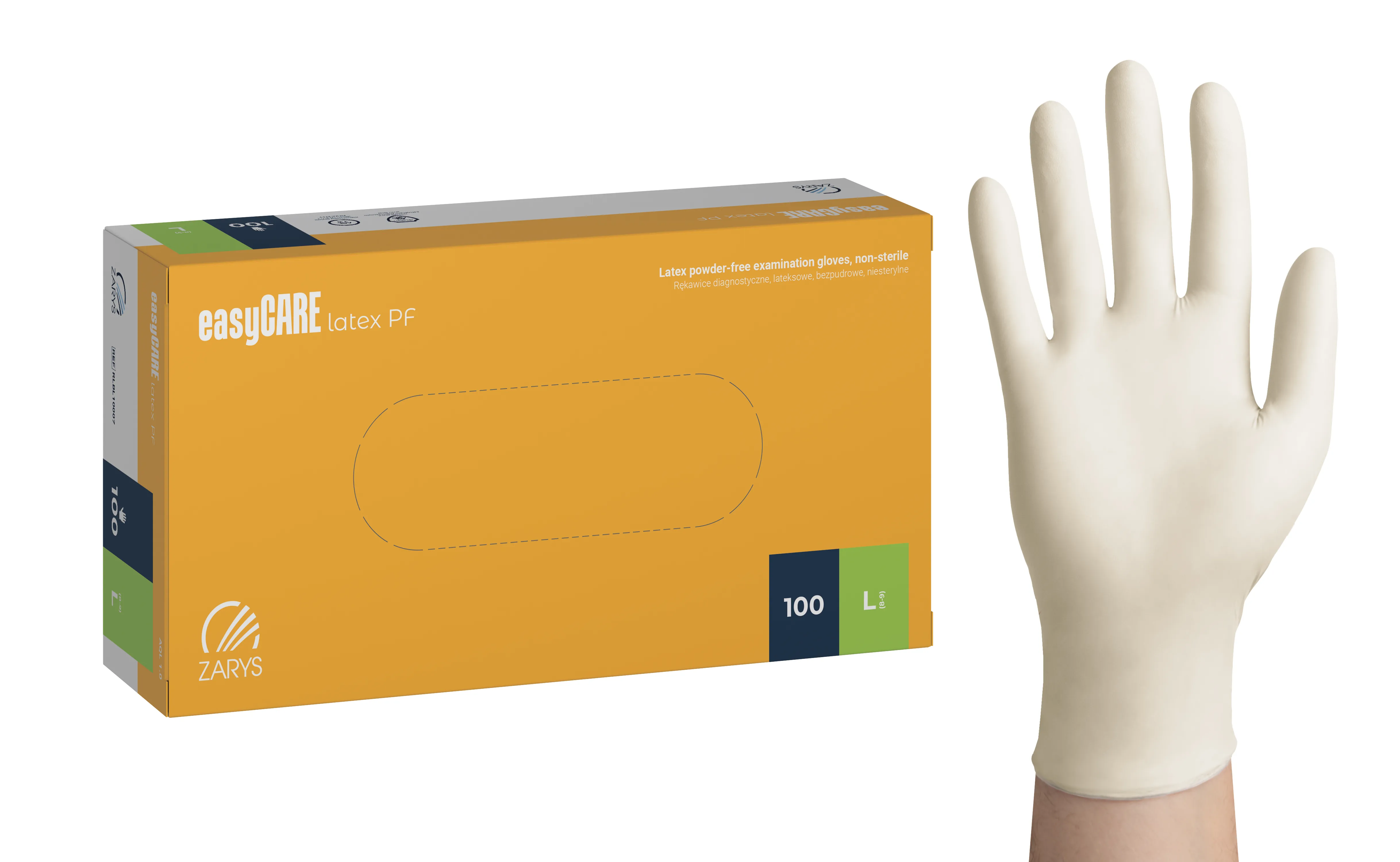 easyCARE latex PF exam gloves, powder-free, non-sterile L