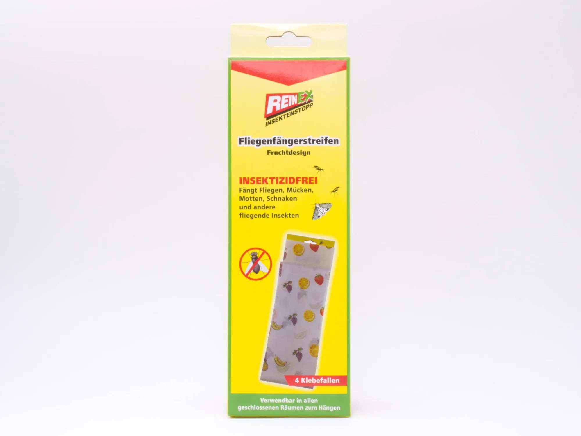 Fliegenfängerstreifen Fruchtdesign insektizidfrei 4-er