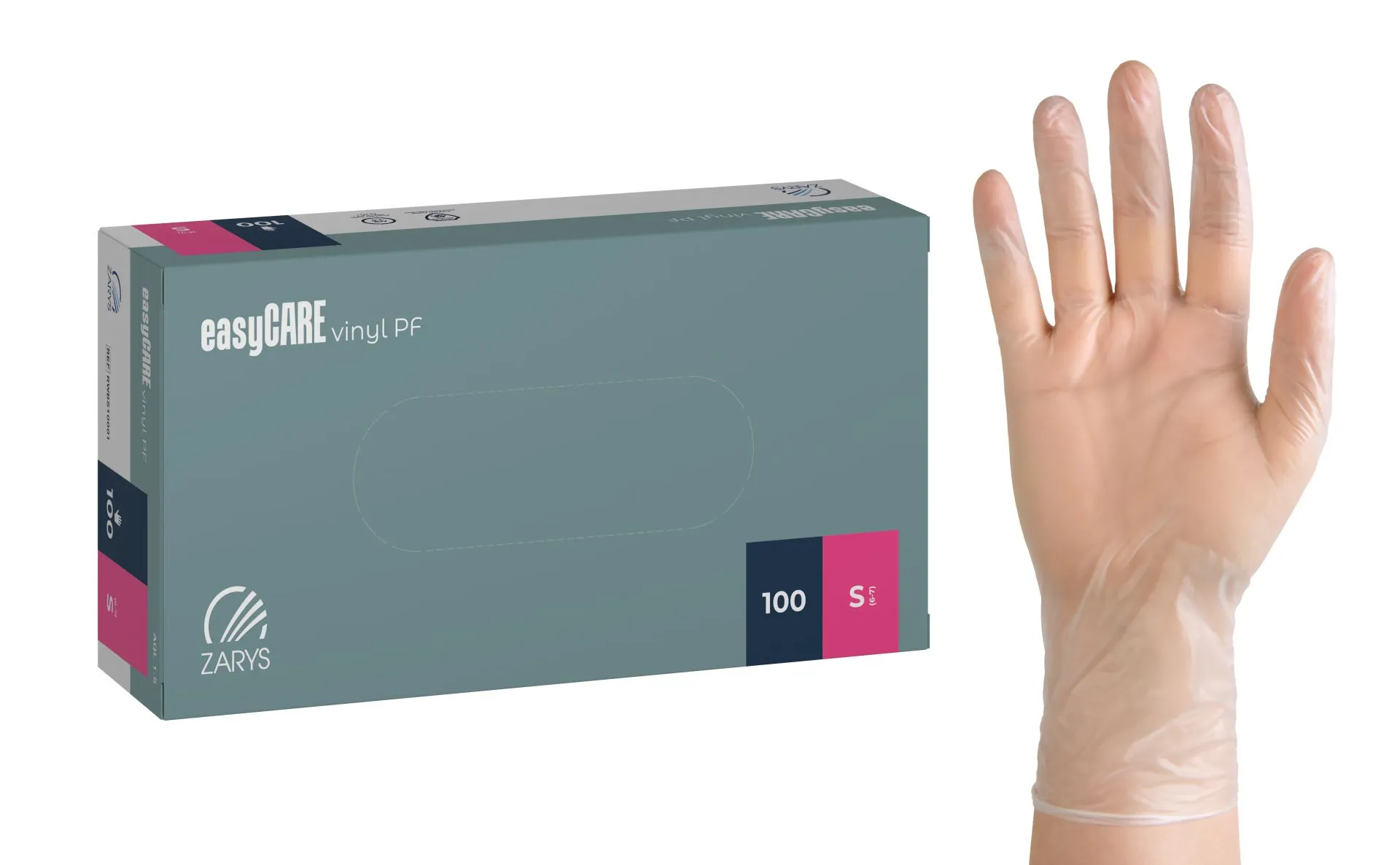 easyCARE vinyl gloves, powder-free, transp. Pack à 100 Gr S