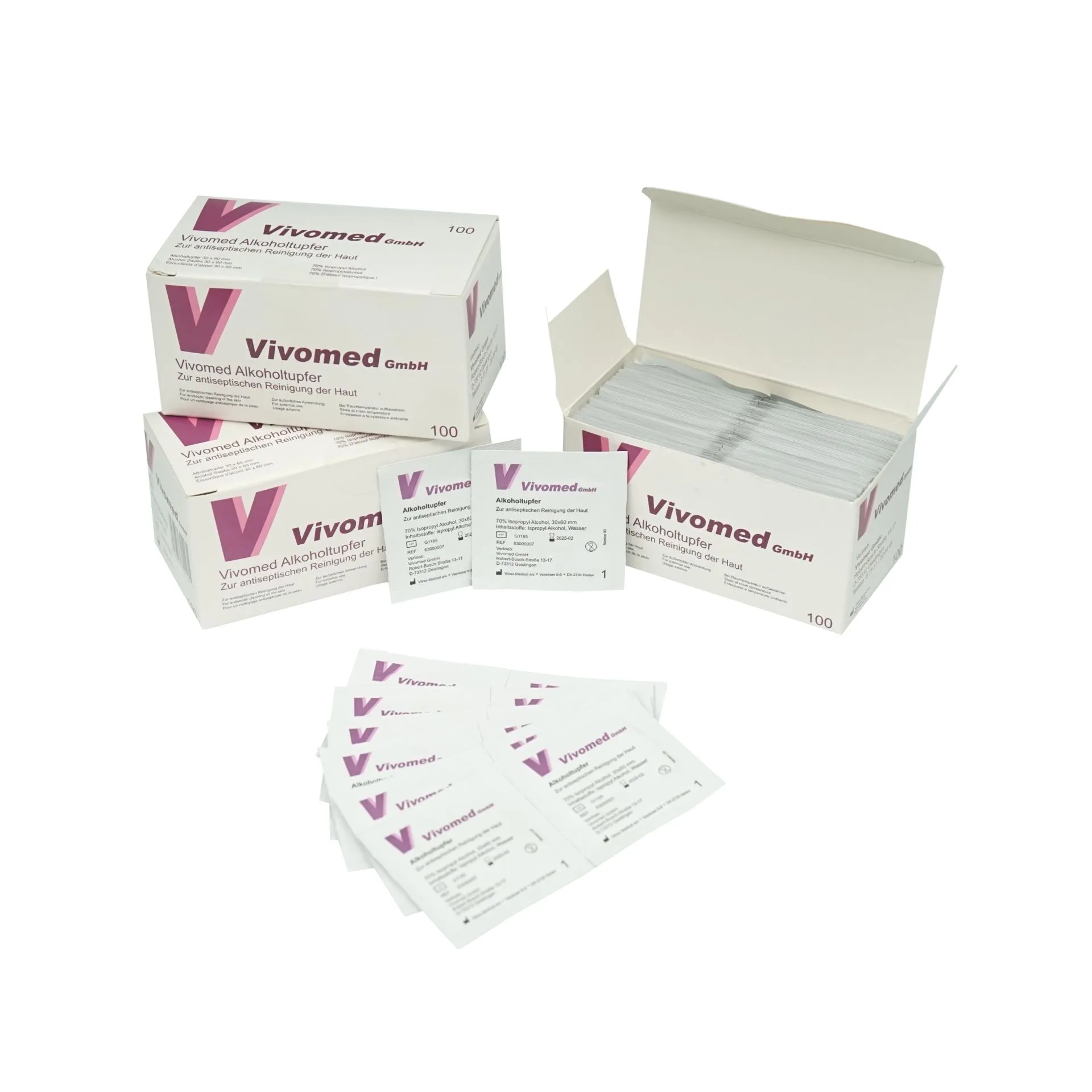 Alkoholtupfer Vivomed 30 x 60 mm (100 Stück)