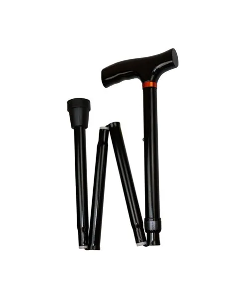 Faltbarer Gehstock, schwarz, Höheneinstellung 85 cm - 95 cm