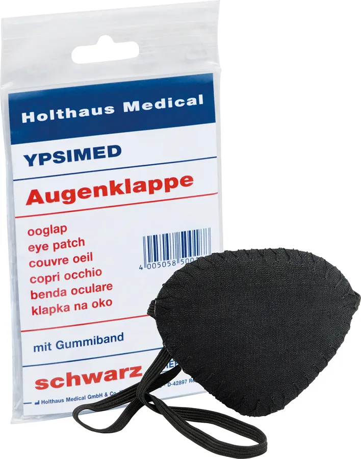 YPSIMED Augenklappe mit Gummiband Schwarz oval