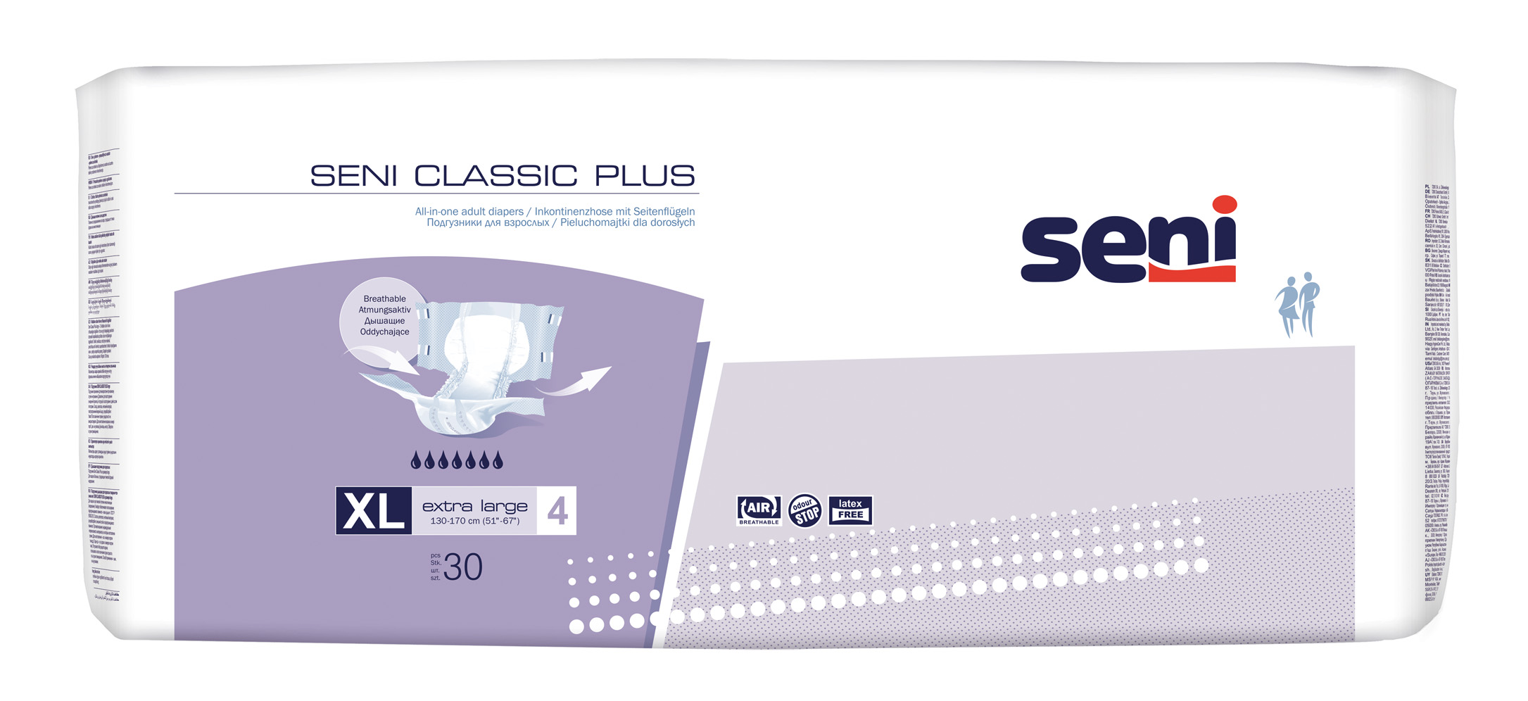 Seni Classic Plus atmungsaktive Inkontinenzhosen Extra Large 30 Stück