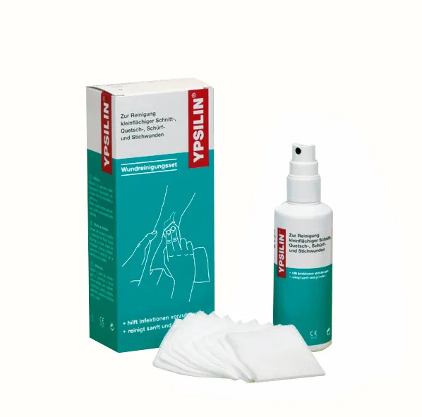 YPSILIN® Wundreinigungsset 10 Tücher klein 50 ml Fluid