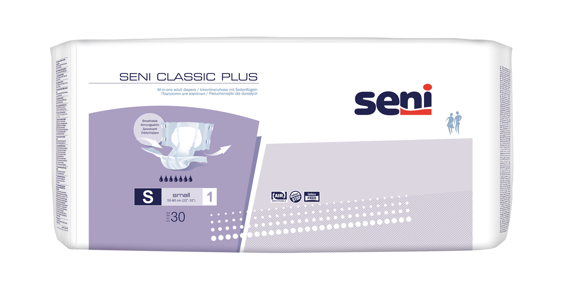 Seni Classic Plus atmungsaktive Inkontinenzhosen Small 30 Stück