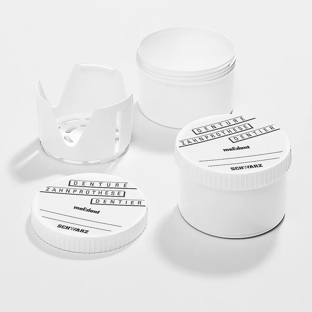melident Zahnprothesendose weiß mit Schraubdeckel /