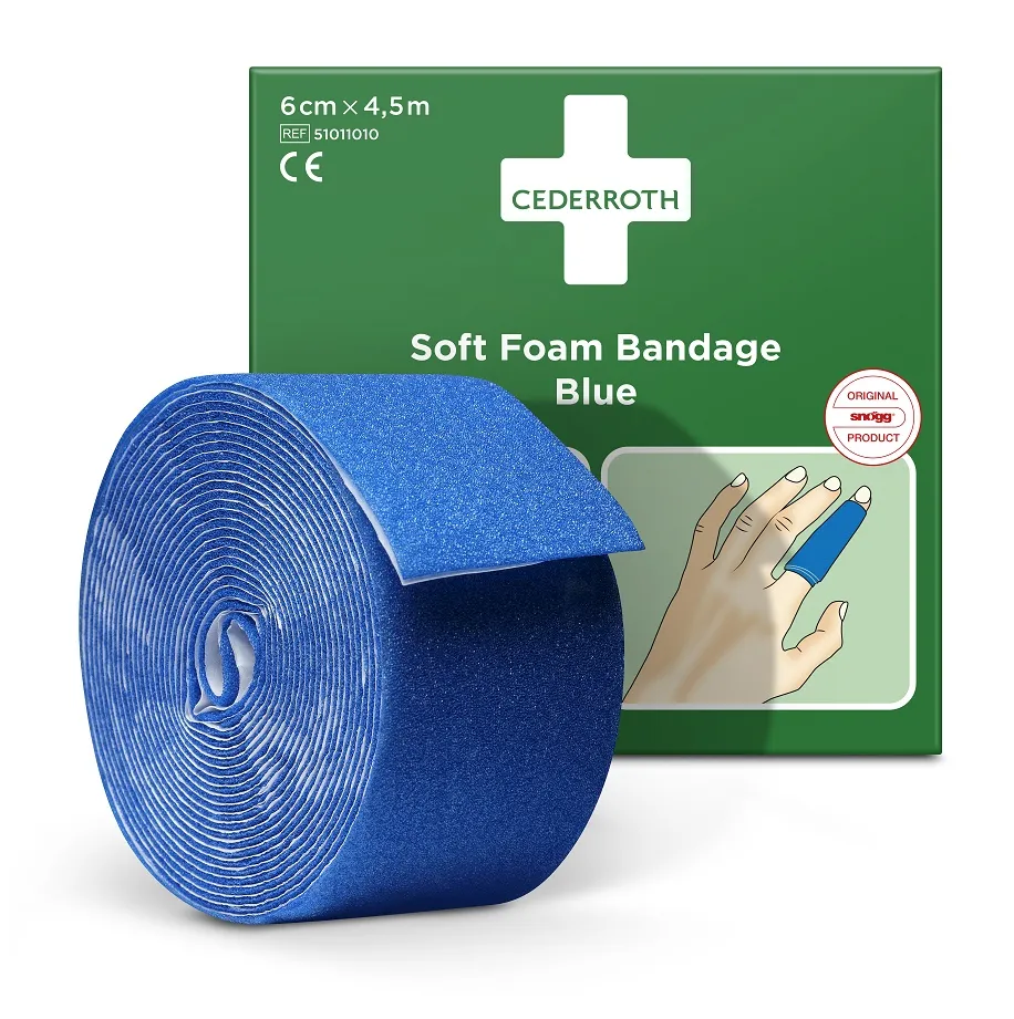 Cederroth Soft Foam Pflasterverband Blau 6 cm x 4,5 m